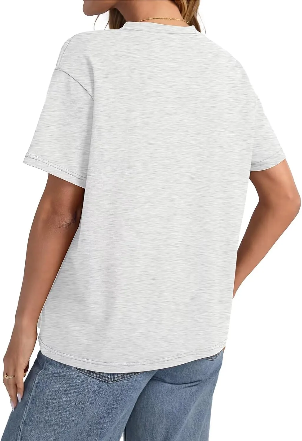 Womens Cotton Oversized T Shirts Loose Fit Short Sleeve Mock Neck Tops Summer Boxy Tee Fashion Clothes 2025