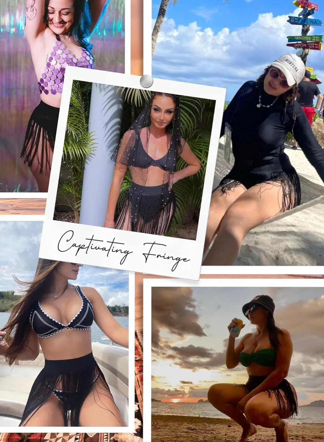 Womens Fringe Trim Mini Skirts - Cowgirl Western Festival Outfits Rave Bottoms Beach Tassel High Waisted Cover Up