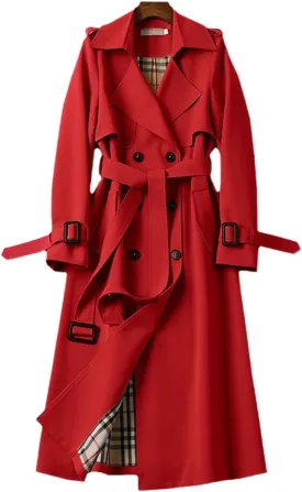 Women's Spring Autumn Trench Coat Double Breasted Mid Length Coat