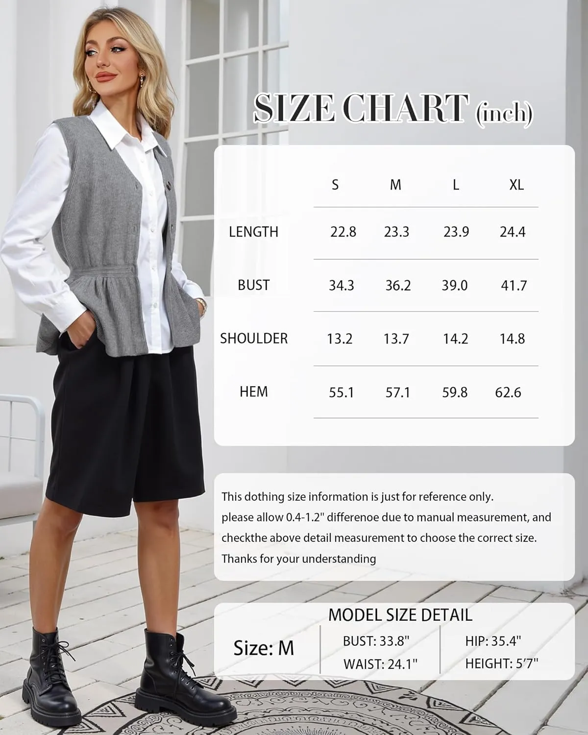 Womens Summer Casual Button Down Peplum Tops Sleeveless V Neck Knit Sweater Vest