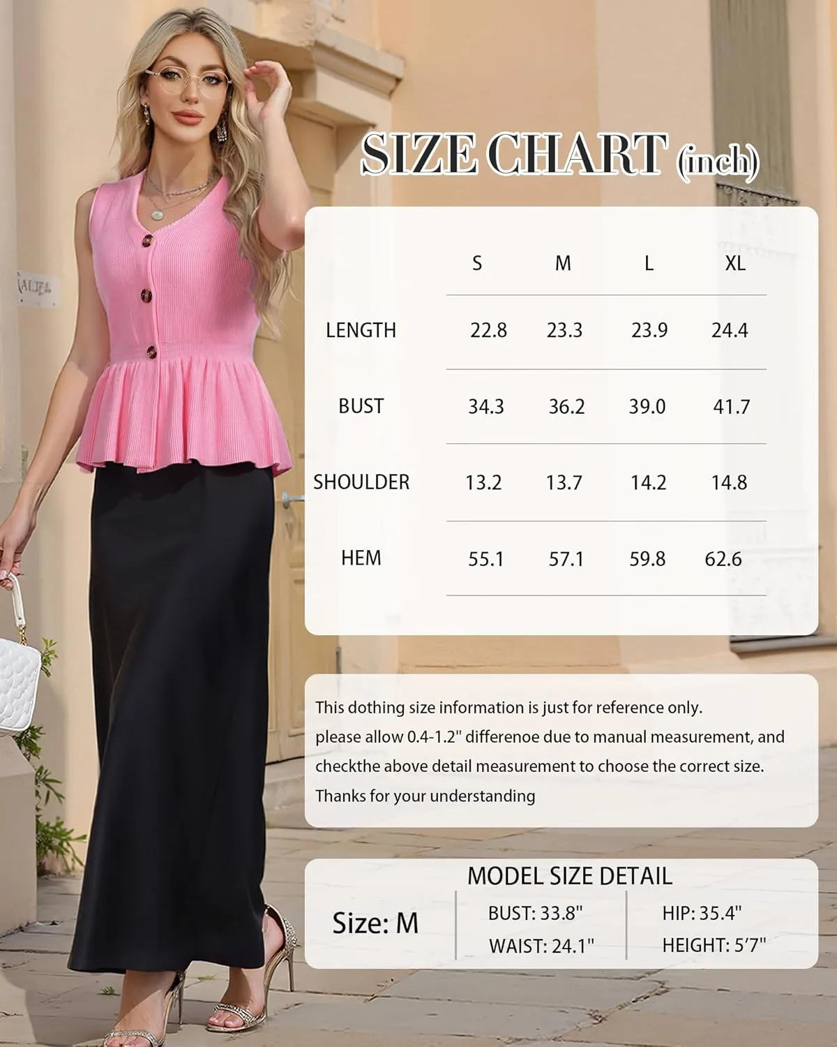Womens Summer Casual Button Down Peplum Tops Sleeveless V Neck Knit Sweater Vest