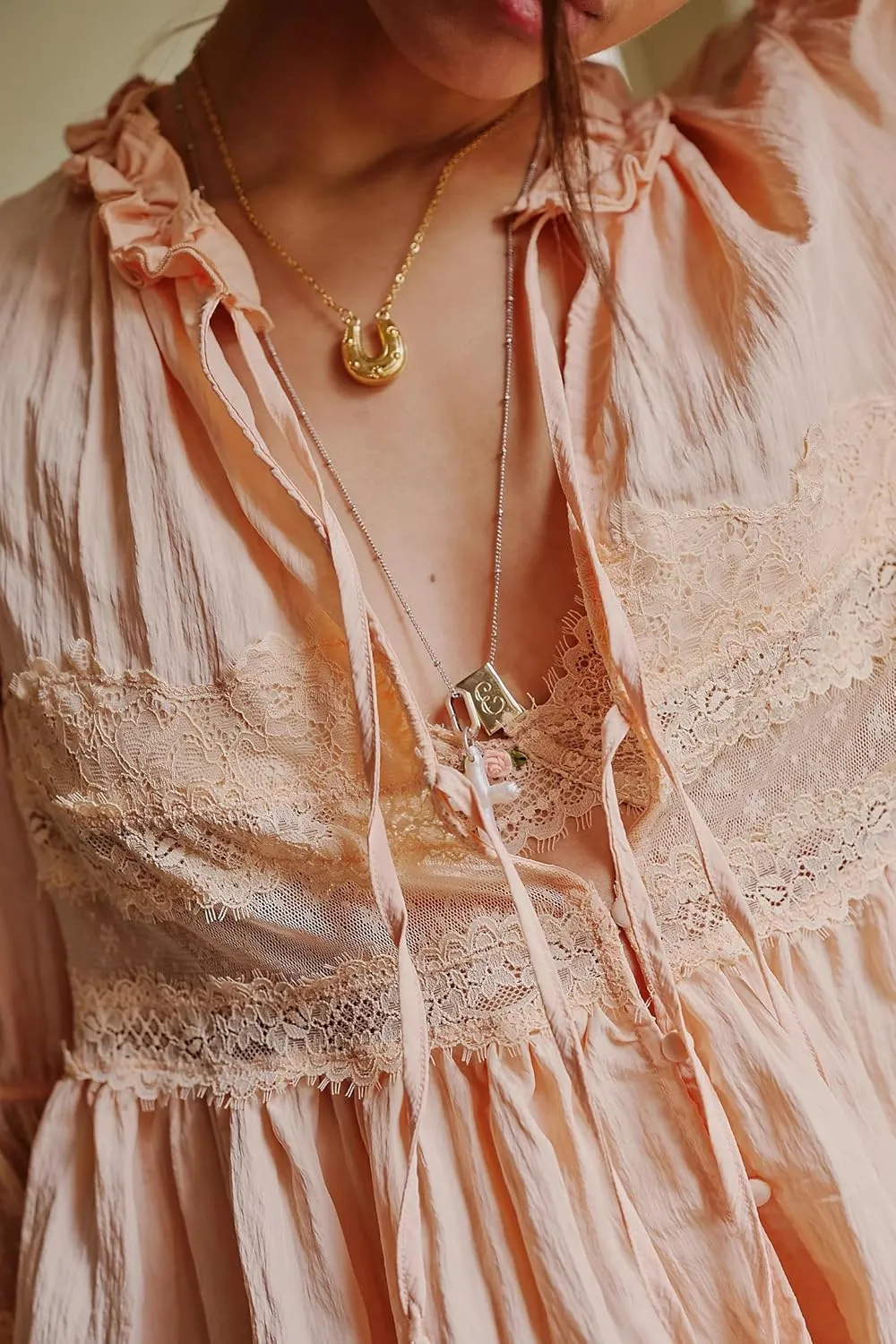 Womens Tie Front Ruffle Boho Tops Flowy Sheer Short Sleeve Lace Blouse Y2k Embroidered Babydoll Button Down Shirts