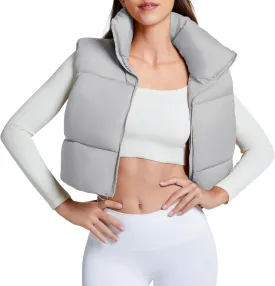 Zando Cropped Puffer Vest Women Sleeveless Outerwear Winter Vest Tops Jackets Lightweight Vests for Women 2025 Trendy Zip