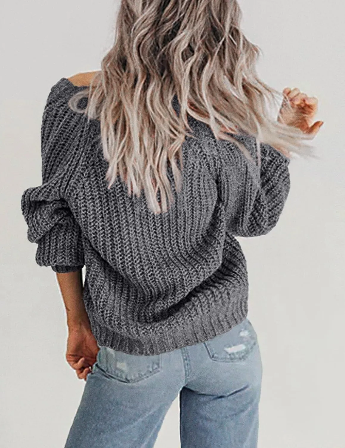 Zeagoo Women's 2025 Fall Chunky Knit Cardigans Open Front Long Sleeve V Neck Button Loose Cardigan Sweaters