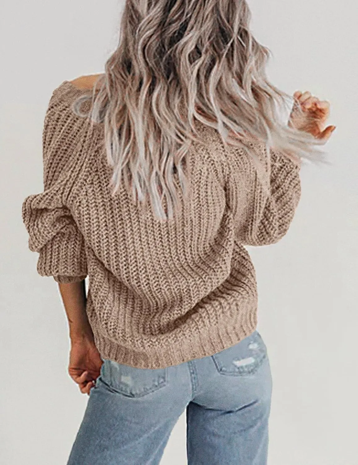 Zeagoo Women's 2025 Fall Chunky Knit Cardigans Open Front Long Sleeve V Neck Button Loose Cardigan Sweaters