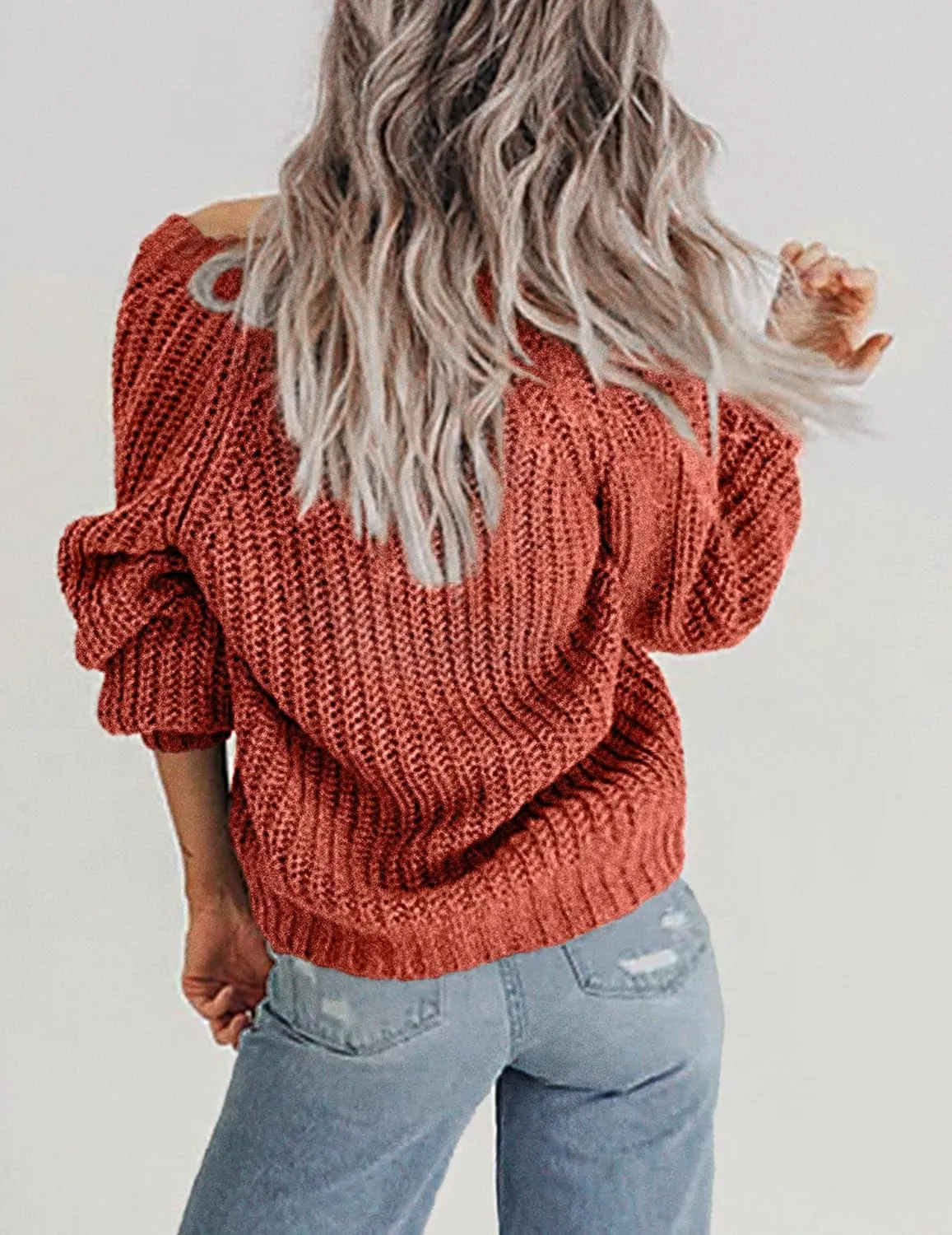 Zeagoo Women's 2025 Fall Chunky Knit Cardigans Open Front Long Sleeve V Neck Button Loose Cardigan Sweaters