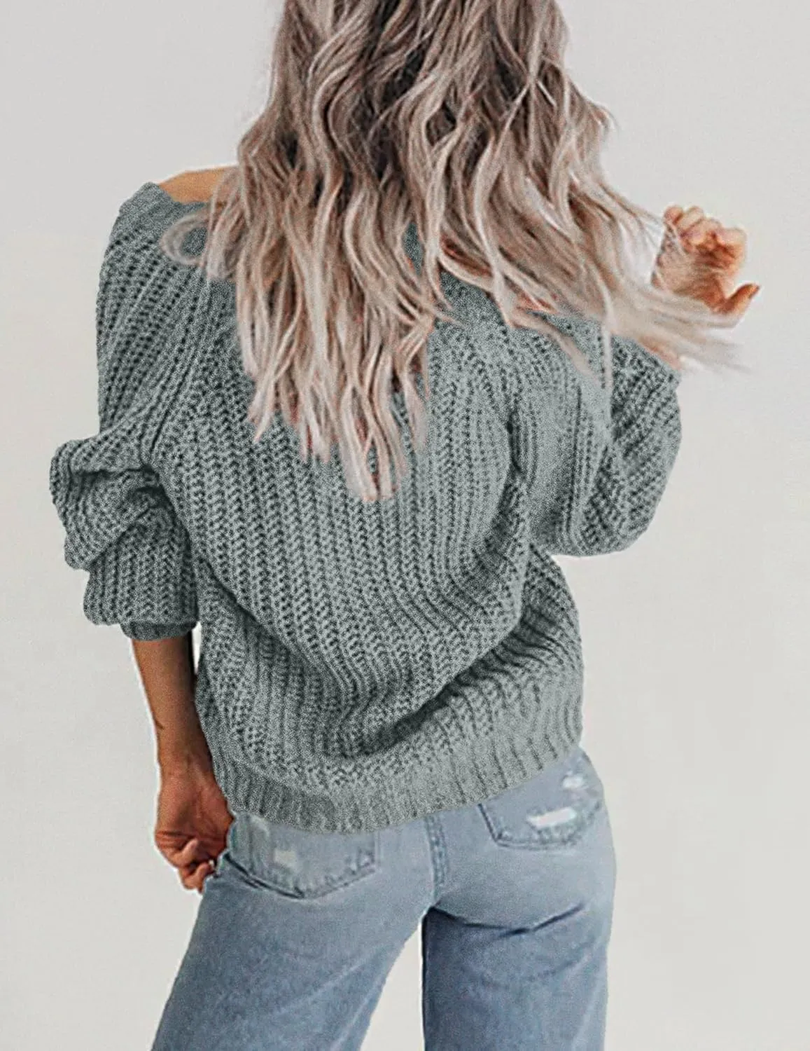 Zeagoo Women's 2025 Fall Chunky Knit Cardigans Open Front Long Sleeve V Neck Button Loose Cardigan Sweaters