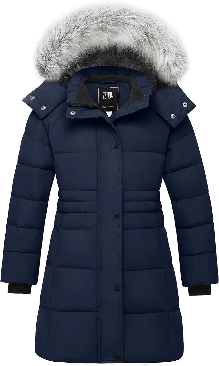 ZSHOW Girls' Winter Coat Long Hooded Parka Soft Fleece Puffer Jacket with Removable Hood
