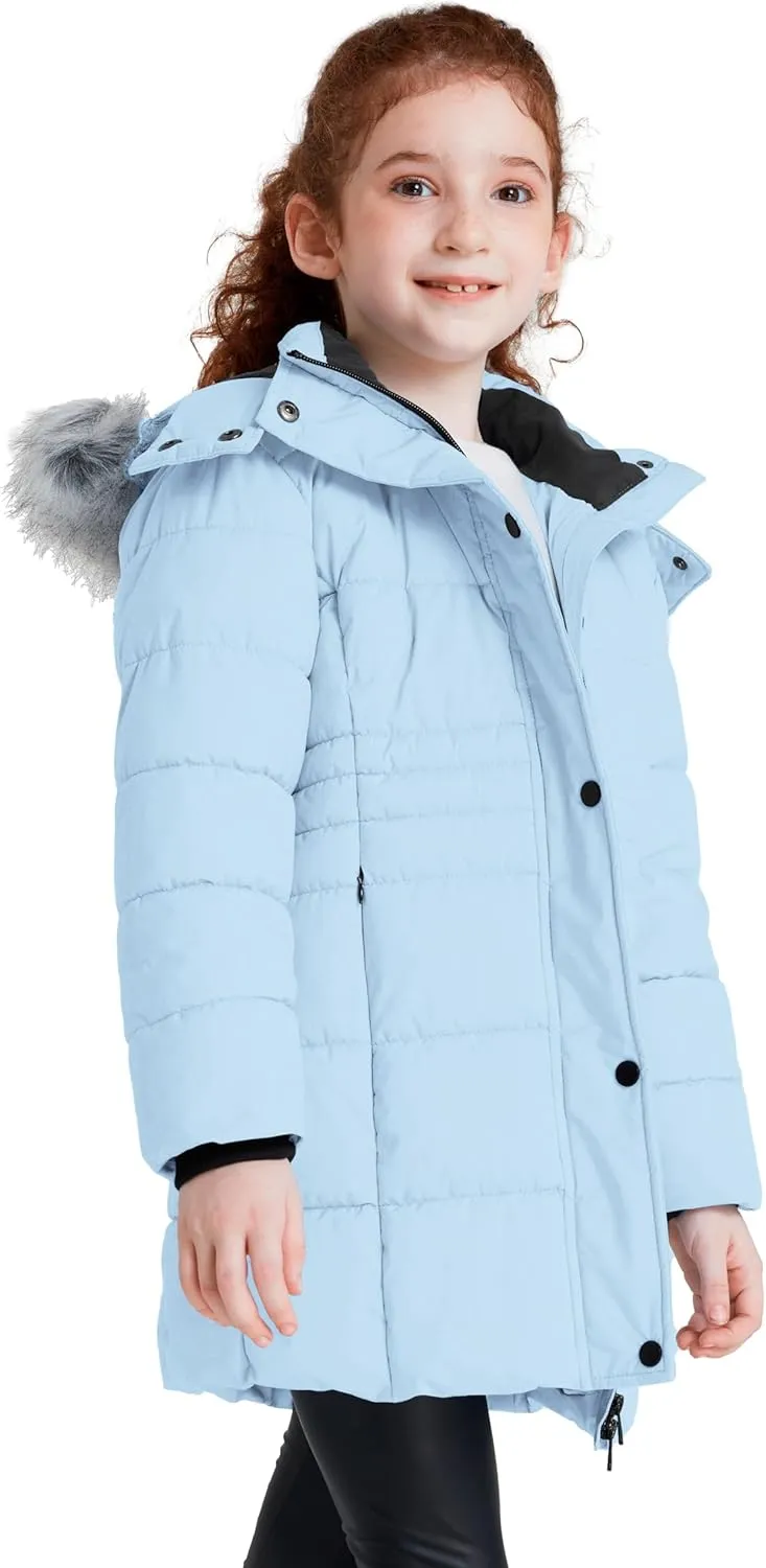 ZSHOW Girls' Winter Coat Long Hooded Parka Soft Fleece Puffer Jacket with Removable Hood