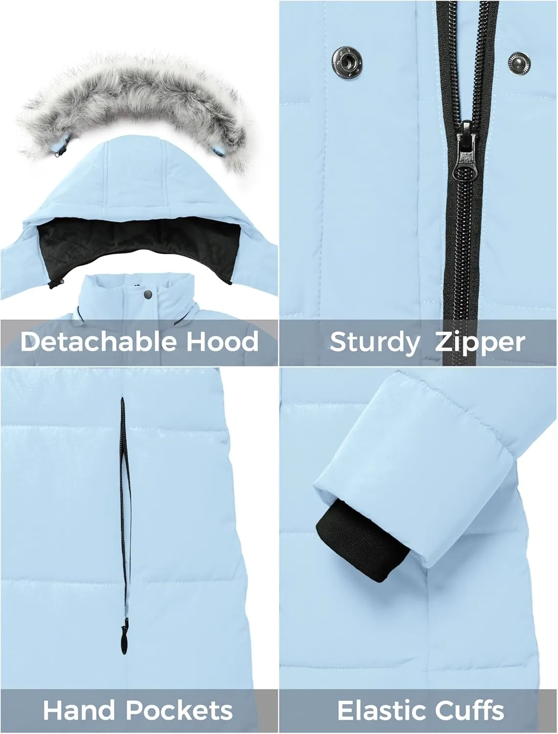 ZSHOW Girls' Winter Coat Long Hooded Parka Soft Fleece Puffer Jacket with Removable Hood