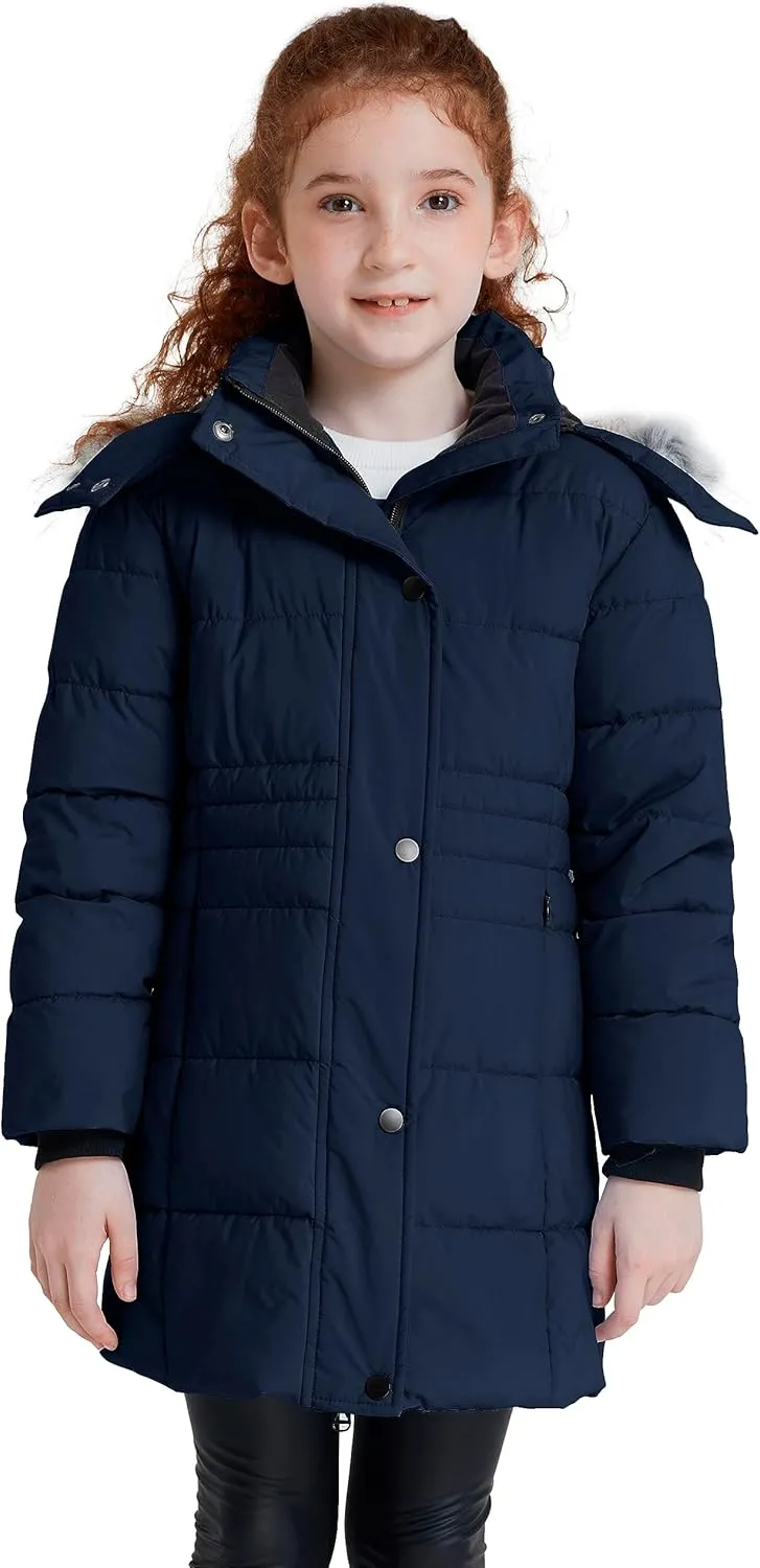 ZSHOW Girls' Winter Coat Long Hooded Parka Soft Fleece Puffer Jacket with Removable Hood
