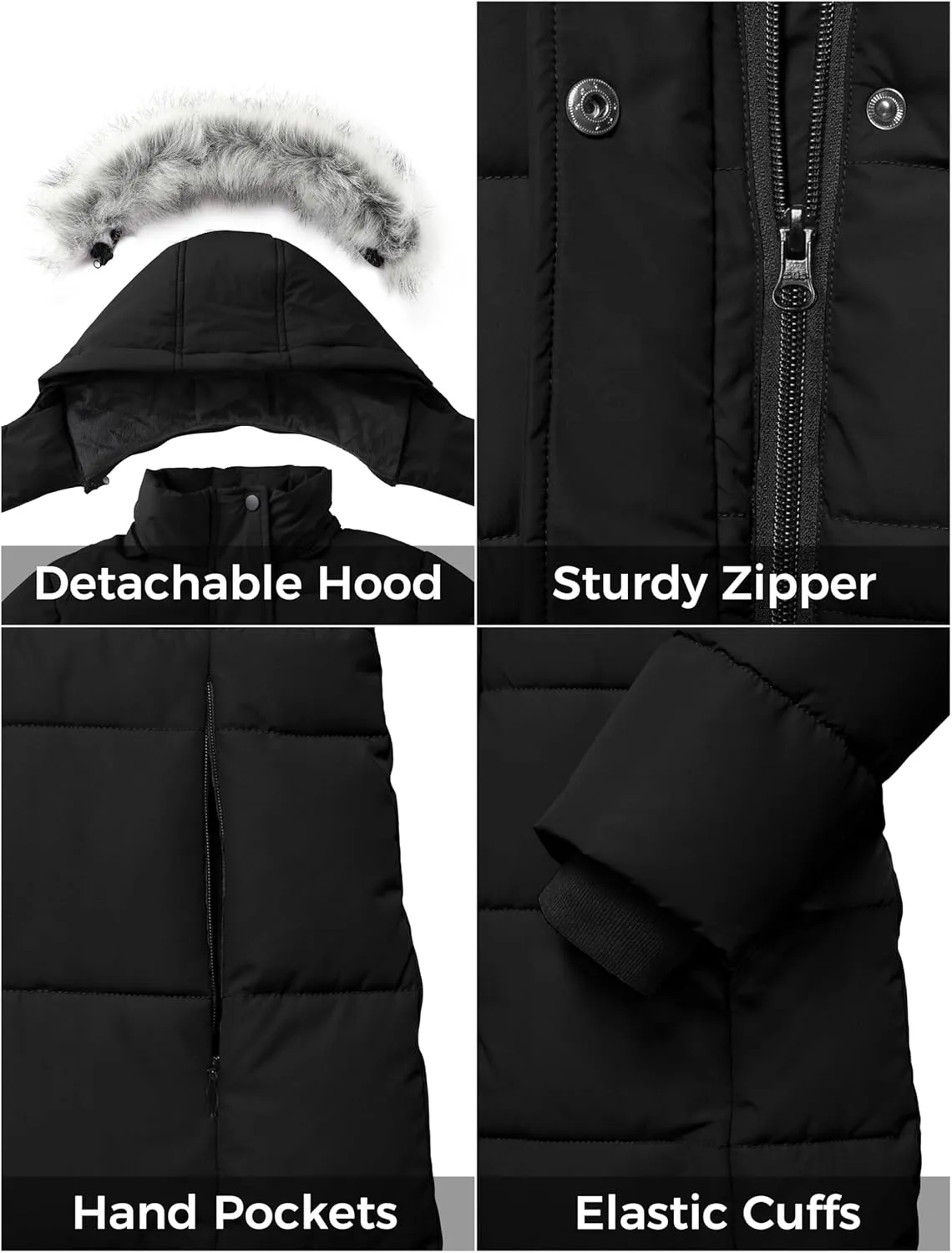 ZSHOW Girls' Winter Coat Long Hooded Parka Soft Fleece Puffer Jacket with Removable Hood