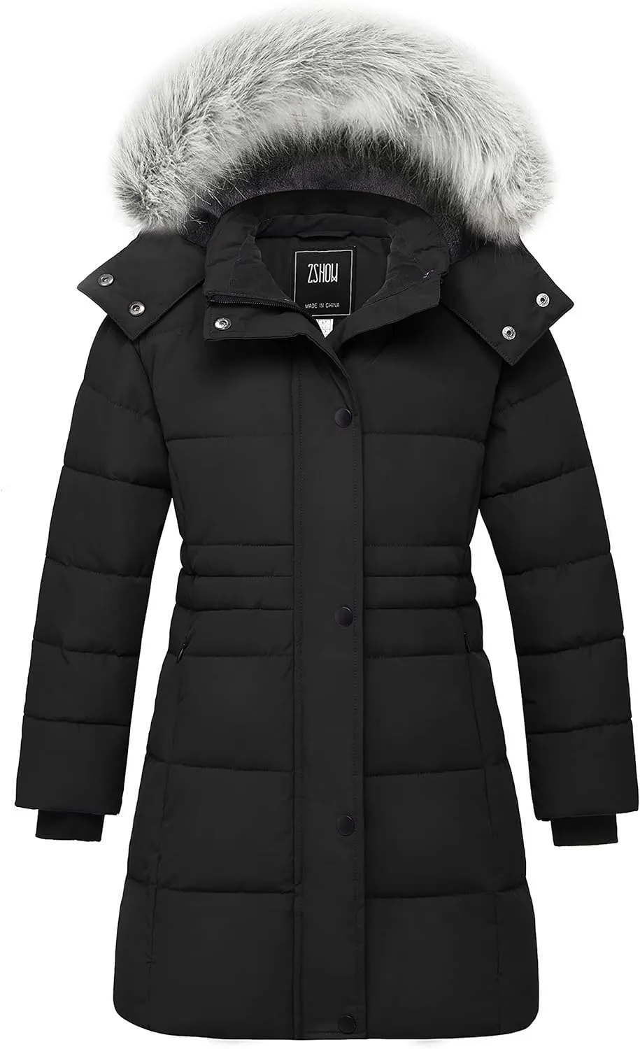 ZSHOW Girls' Winter Coat Long Hooded Parka Soft Fleece Puffer Jacket with Removable Hood