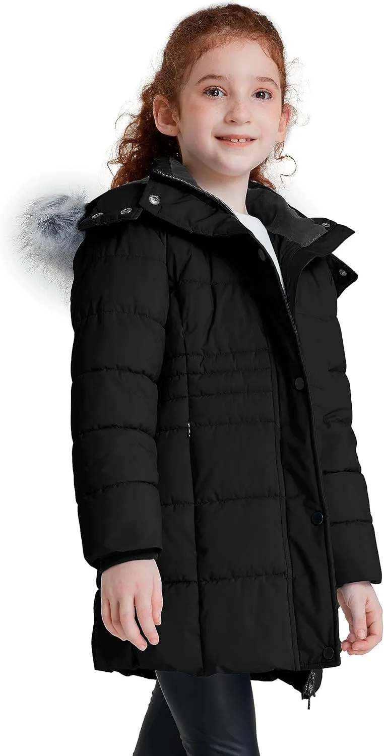 ZSHOW Girls' Winter Coat Long Hooded Parka Soft Fleece Puffer Jacket with Removable Hood