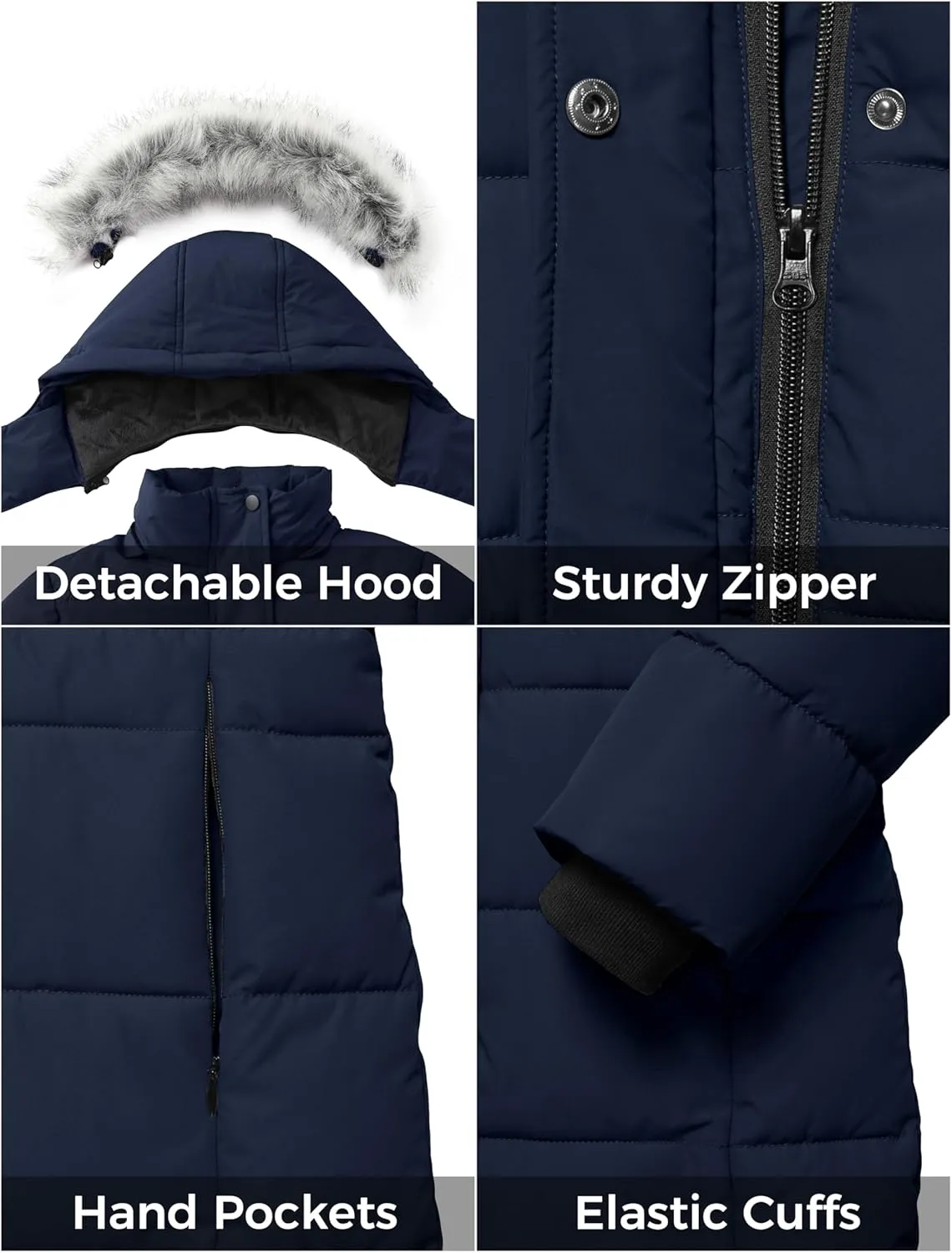 ZSHOW Girls' Winter Coat Long Hooded Parka Soft Fleece Puffer Jacket with Removable Hood